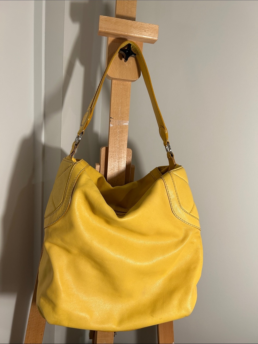Y2K Michael Kors Large Leather Hobo Bag in Yellow